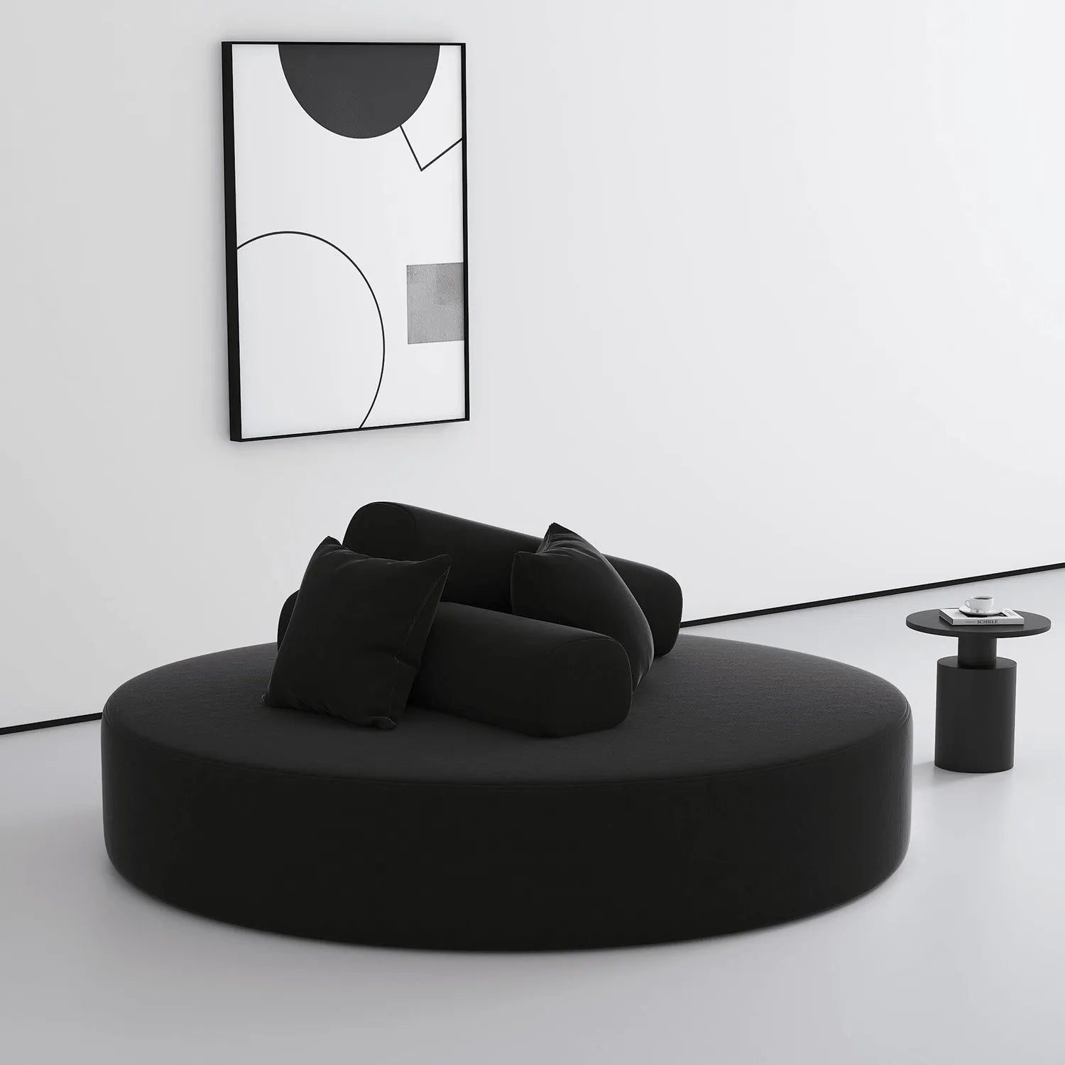 Sculptural Round Sofa With Modular Bolsters in Sherpa or Tech Leather Secondary image