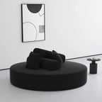 Sculptural Round Sofa With Modular Bolsters in Sherpa or Tech Leather