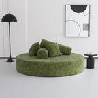 Sculptural Round Sofa With Modular Bolsters in Sherpa or Tech Leather