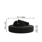 Sculptural Round Sofa With Modular Bolsters in Sherpa or Tech Leather
