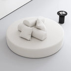 Sculptural Round Sofa With Modular Bolsters in Sherpa or Tech Leather