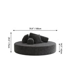 Sculptural Round Sofa With Modular Bolsters in Sherpa or Tech Leather