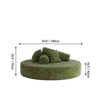 Sculptural Round Sofa With Modular Bolsters in Sherpa or Tech Leather