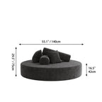 Sculptural Round Sofa With Modular Bolsters in Sherpa or Tech Leather