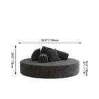 Sculptural Round Sofa With Modular Bolsters in Sherpa or Tech Leather