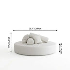 Sculptural Round Sofa With Modular Bolsters in Sherpa or Tech Leather