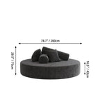 Sculptural Round Sofa With Modular Bolsters in Sherpa or Tech Leather