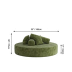 Sculptural Round Sofa With Modular Bolsters in Sherpa or Tech Leather