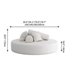 Sculptural Round Sofa With Modular Bolsters in Sherpa or Tech Leather Dimensions