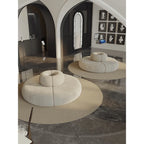Sculptural Round Sofa with Petal Channel Tufting and Solid Wood Frame