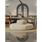 Sculptural Round Sofa with Petal Channel Tufting and Solid Wood Frame