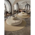 Sculptural Round Sofa with Petal Channel Tufting and Solid Wood Frame