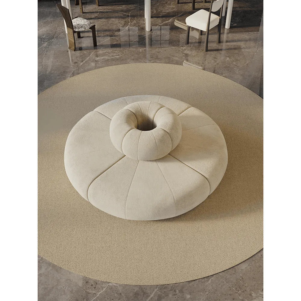 Sculptural Round Sofa with Petal Channel Tufting and Solid Wood Frame Main Product Image Main image