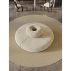 Sculptural Round Sofa with Petal Channel Tufting and Solid Wood Frame Main Product Image
