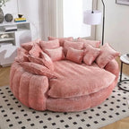 Sculptural Round Sofa With Petal Tufting, Plush Cushions for Lounging