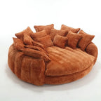 Sculptural Round Sofa With Petal Tufting, Plush Cushions for Lounging