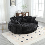 Sculptural Round Sofa With Petal Tufting, Plush Cushions for Lounging