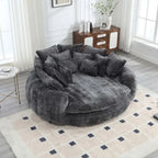 Sculptural Round Sofa With Petal Tufting, Plush Cushions for Lounging