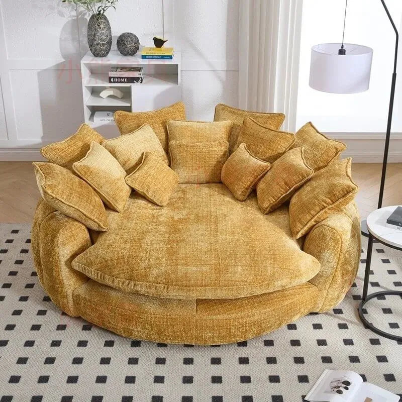 Sculptural Round Sofa With Petal Tufting, Plush Cushions for Lounging Secondary image