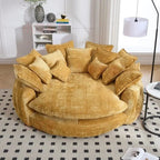 Sculptural Round Sofa With Petal Tufting, Plush Cushions for Lounging