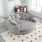 Sculptural Round Sofa With Petal Tufting, Plush Cushions for Lounging