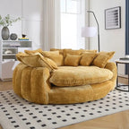 Sculptural Round Sofa With Petal Tufting, Plush Cushions for Lounging