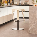 Sculptural Saddle Leather Adjustable Swivel Bar Stool with Stainless Steel Base