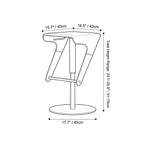 Sculptural Saddle Leather Adjustable Swivel Bar Stool with Stainless Steel Base Dimensions