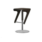 Sculptural Saddle Leather Adjustable Swivel Bar Stool with Stainless Steel Base