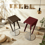 Sculptural Saddle Leather Adjustable Swivel Bar Stool with Stainless Steel Base
