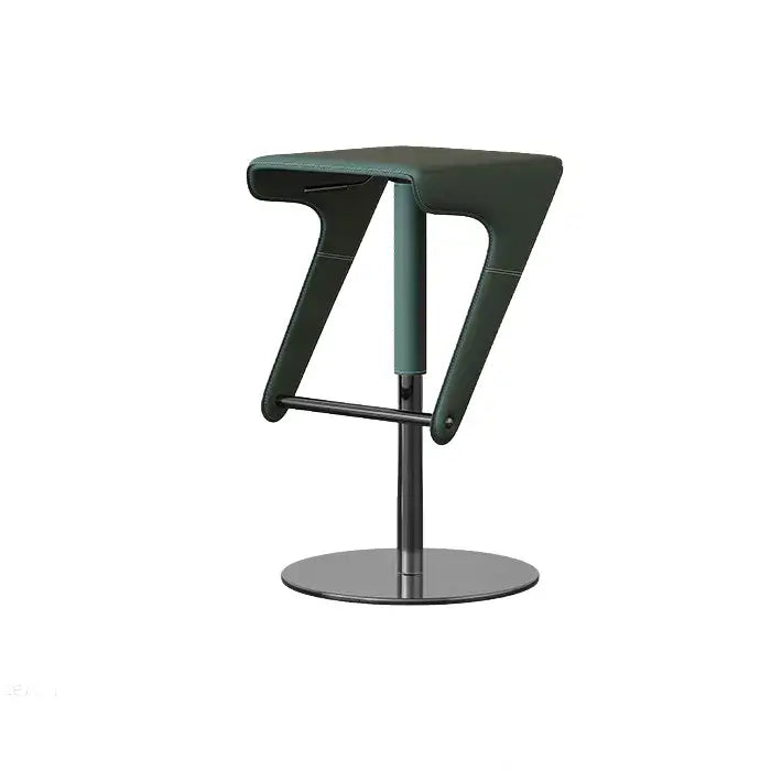 Sculptural Saddle Leather Adjustable Swivel Bar Stool with Stainless Steel Base