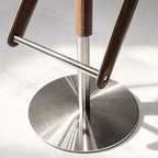 Sculptural Saddle Leather Adjustable Swivel Bar Stool with Stainless Steel Base