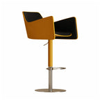 Sculptural Saddle Leather Bar Stool with Swivel Lift and Wraparound Back