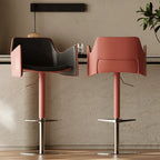 Sculptural Saddle Leather Bar Stool with Swivel Lift and Wraparound Back