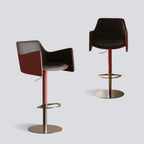 Sculptural Saddle Leather Bar Stool with Swivel Lift and Wraparound Back