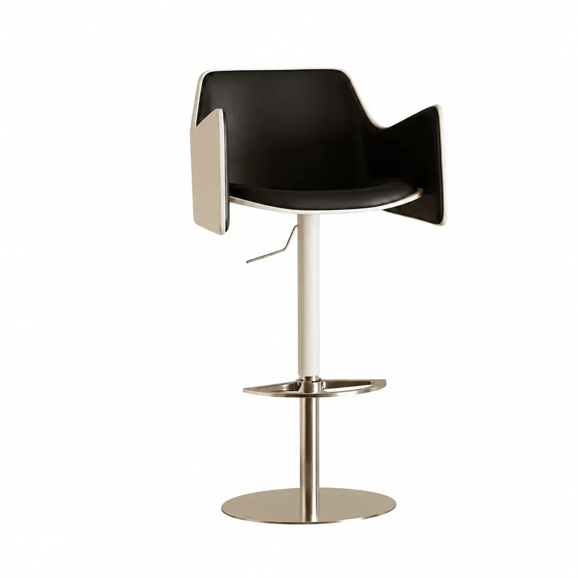 Sculptural Saddle Leather Bar Stool with Swivel Lift and Wraparound Back