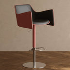 Sculptural Saddle Leather Bar Stool with Swivel Lift and Wraparound Back