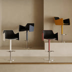 Sculptural Saddle Leather Bar Stool with Swivel Lift and Wraparound Back
