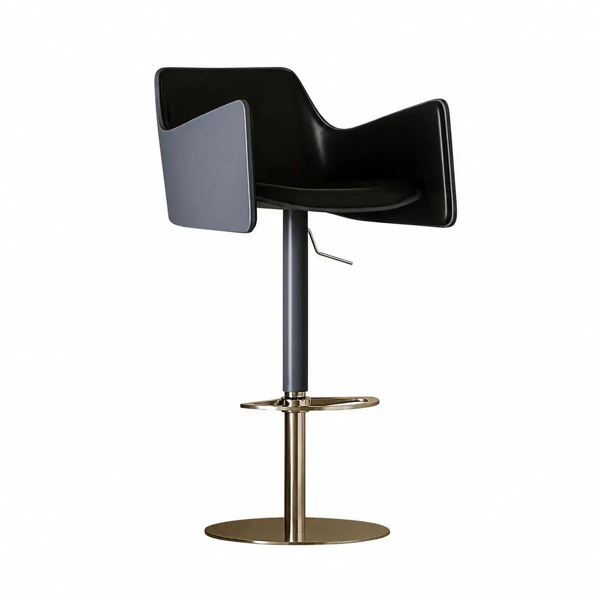 Sculptural Saddle Leather Bar Stool with Swivel Lift and Wraparound Back