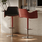 Sculptural Saddle Leather Bar Stool with Swivel Lift and Wraparound Back Main Product Image