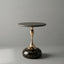 Sculptural Sintered Stone Side Table with Gold Accent and Round Pedestal Main Product Image