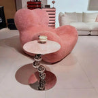 Sculptural Sintered Stone Side Table with Mirrored Metal Base