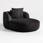 Sculptural Sogno Chaise Lounge in Plush Fleece, Curved Low-Profile Accent Seat