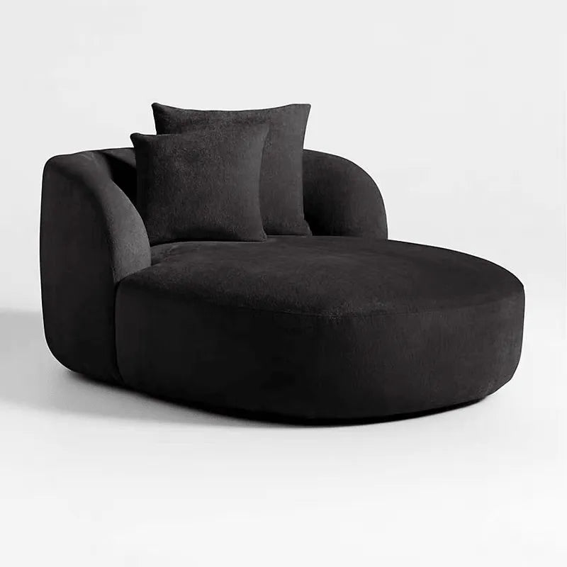 Sculptural Sogno Chaise Lounge in Plush Fleece, Curved Low-Profile Accent Seat