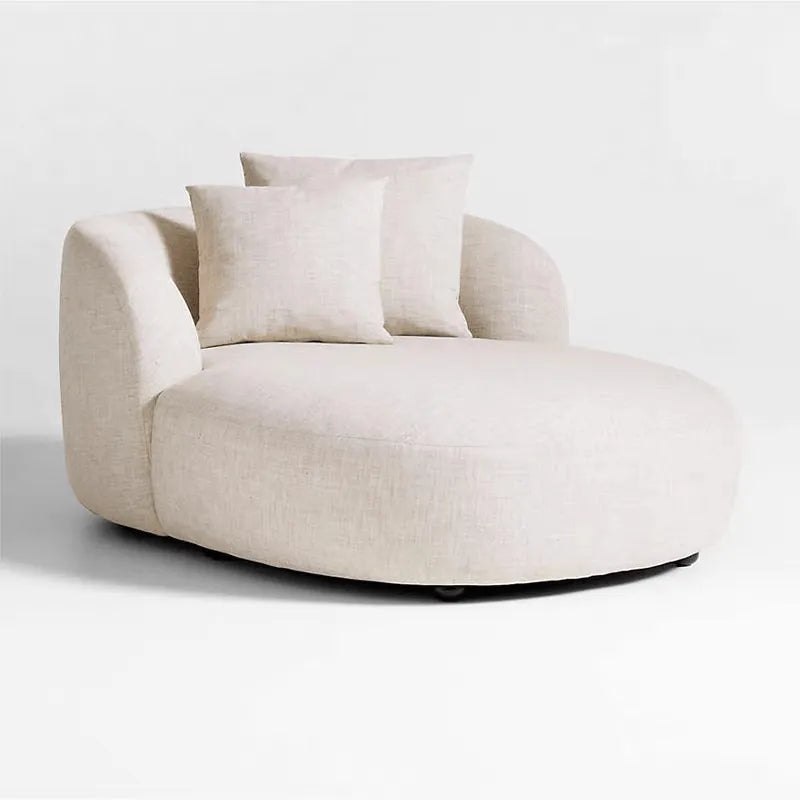 Sculptural Sogno Chaise Lounge in Plush Fleece, Curved Low-Profile Accent Seat
