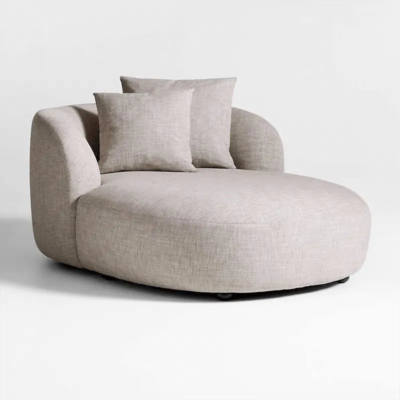 Sculptural Sogno Chaise Lounge in Plush Fleece, Curved Low-Profile Accent Seat