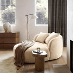 Sculptural Sogno Chaise Lounge in Plush Fleece, Curved Low-Profile Accent Seat