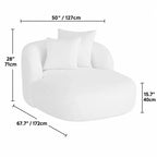 Sculptural Sogno Chaise Lounge in Plush Fleece, Curved Low-Profile Accent Seat Dimensions