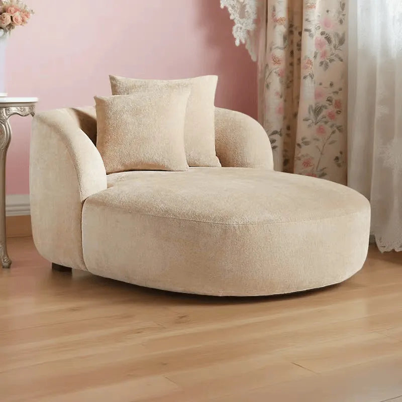 Sculptural Sogno Chaise Lounge in Plush Fleece, Curved Low-Profile Accent Seat Main Product Image Main image