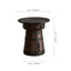 Sculptural Solid Wood Drum Side Table with Carved Vintage Detail